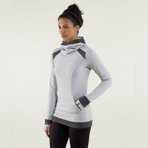 Lululemon Base Runner Hoodie, White/Gray/Wee stripe, Size 6